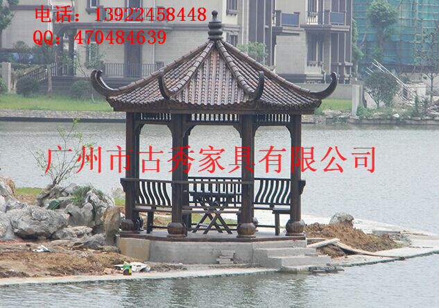 四角凉亭厂家，花园景观设计，防腐木凉亭制作