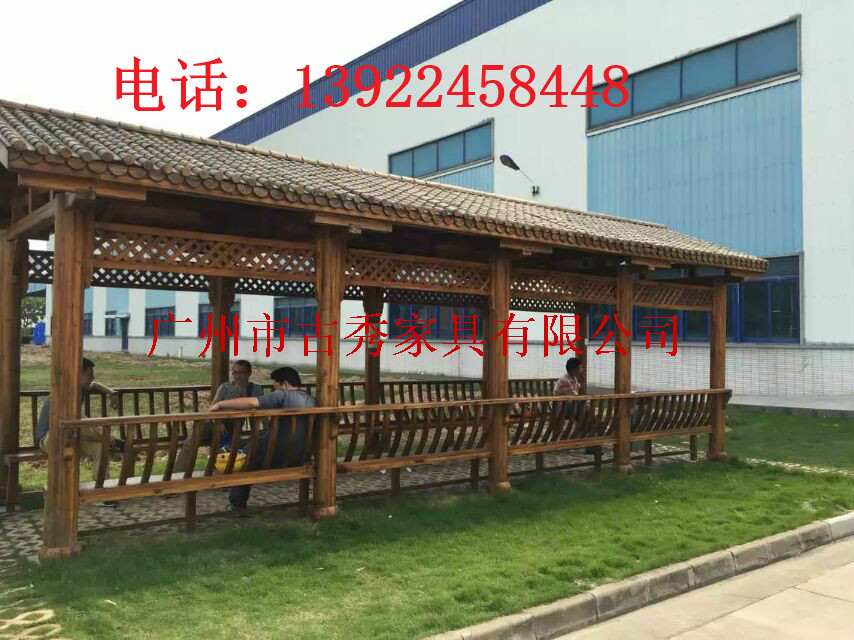 欧式木制长廊，中式防腐木走廊，仿古木结构廊架
