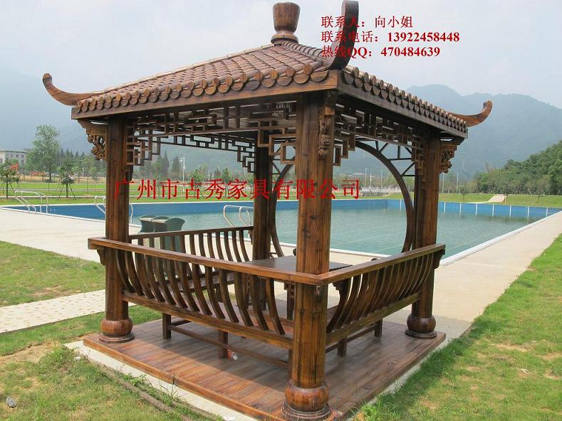 园林景观四角凉亭-防腐木仿古六角凉亭  园林景观六角凉亭