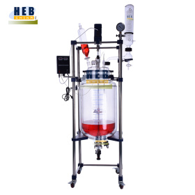 双层玻璃反应釜HEB-10L  济南玻璃反应釜
