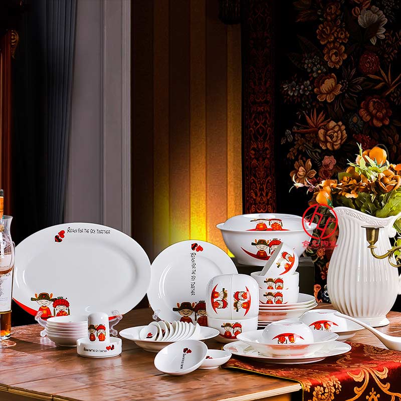 厂家直销端午节礼品陶瓷碗盘勺套装  端午节礼品餐具  厂家直销碗盘勺  陶瓷餐具定做