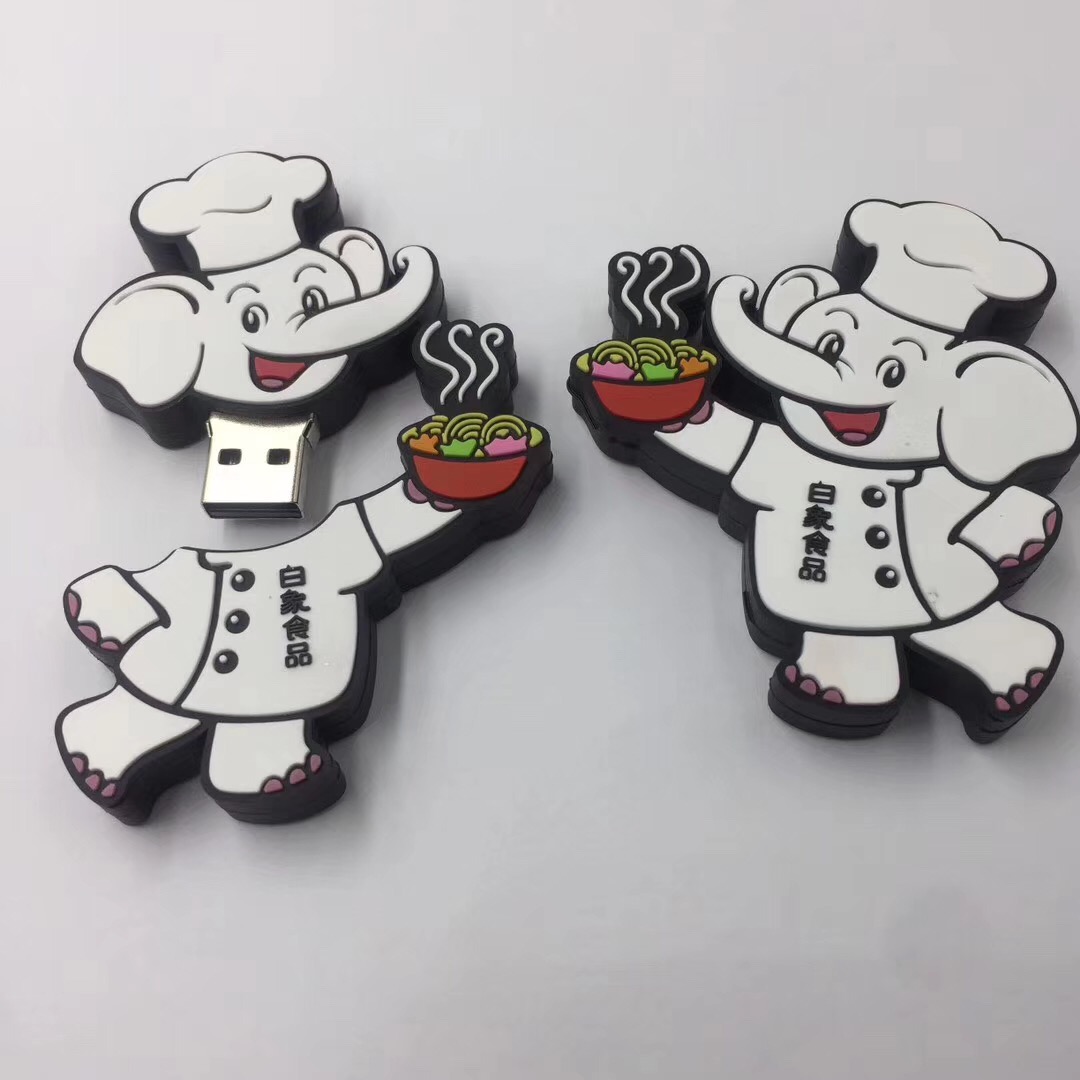 PVC开模定制大象U盘 创意定制软胶平面大象卡通U盘