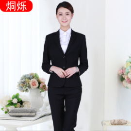 株洲工作服定做黑色长袖女式职业套装西服两件套  职业装定制  工作服定制  制服定制
