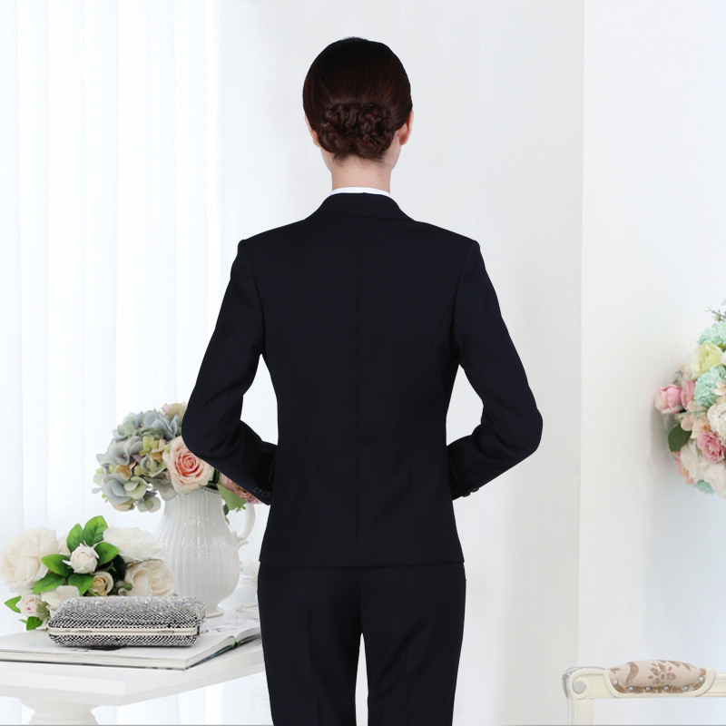 株洲工作服定做黑色长袖女式职业套装西服两件套  职业装定制  工作服定制  制服定制