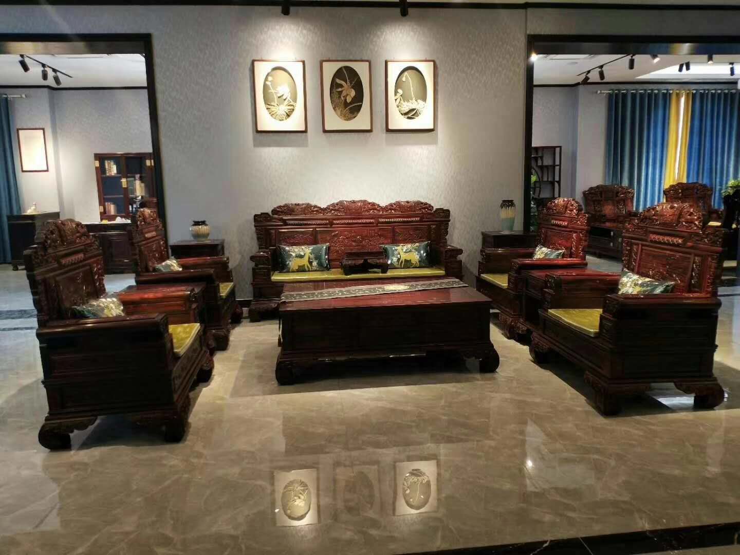 印尼黑酸枝沙发七件套东阳工厂直销  阔叶黄檀沙发  黑酸枝家具
