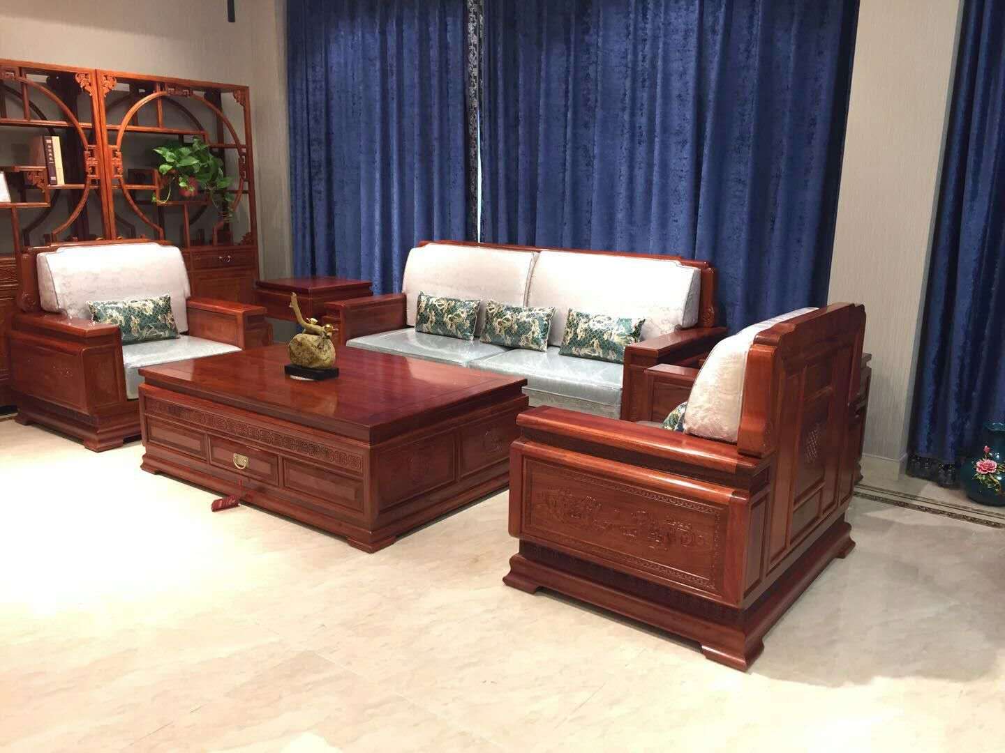 缅花新中式沙发东阳哪里有  大果紫檀  刺猬紫檀
