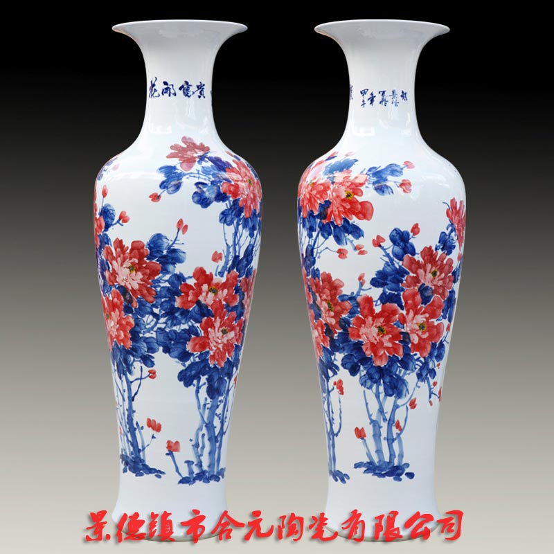 景德镇大师手绘作品青花瓷落地大花瓶  青花瓷大花瓶  大师手绘花瓶作品  景德镇青花瓷