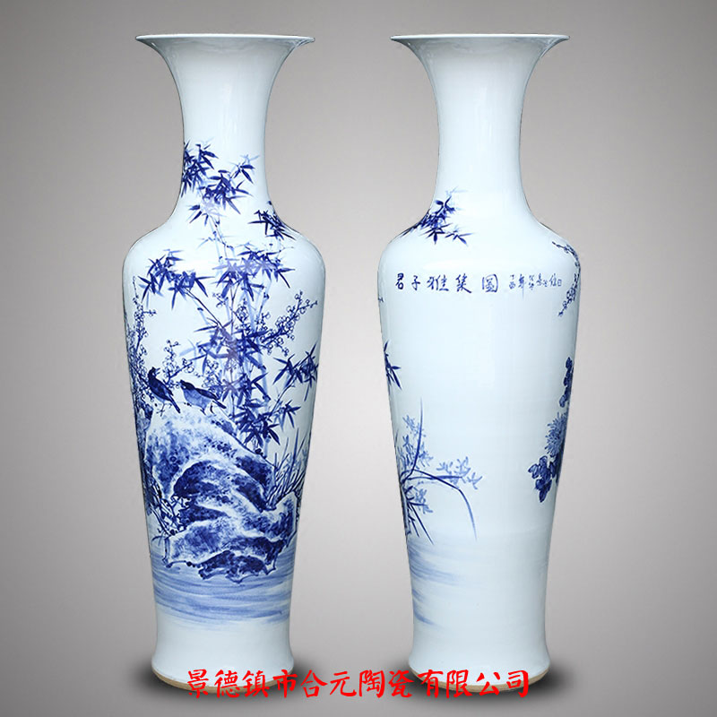 景德镇大师手绘作品青花瓷落地大花瓶  青花瓷大花瓶  大师手绘花瓶作品  景德镇青花瓷