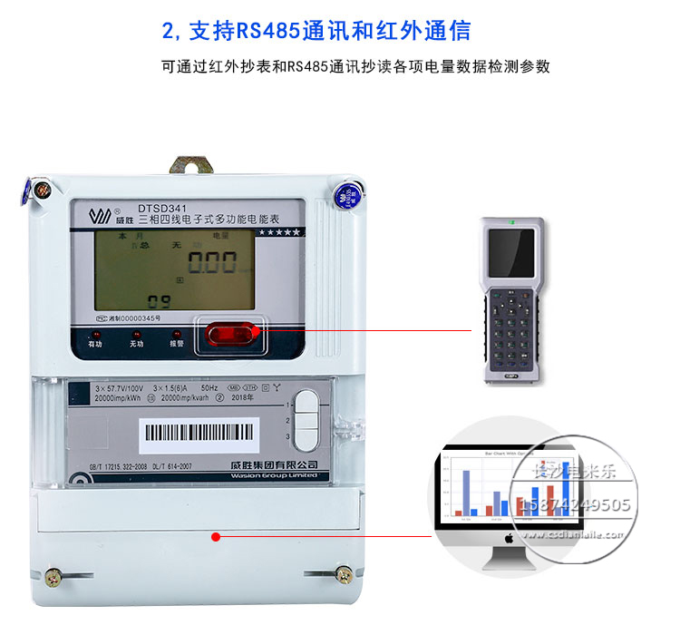 威胜DTSD341-MB3三相四线多功能智能电度表0.2S  威胜电表  威胜三相四线电表