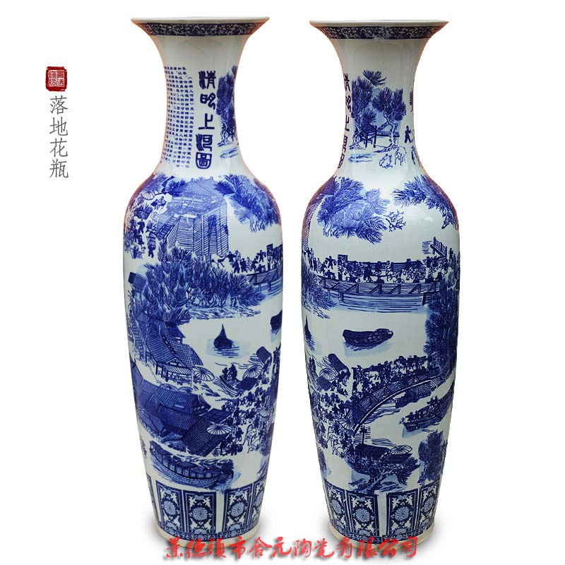 酒店开业送手绘陶瓷大花瓶，大厅落地大花瓶摆件