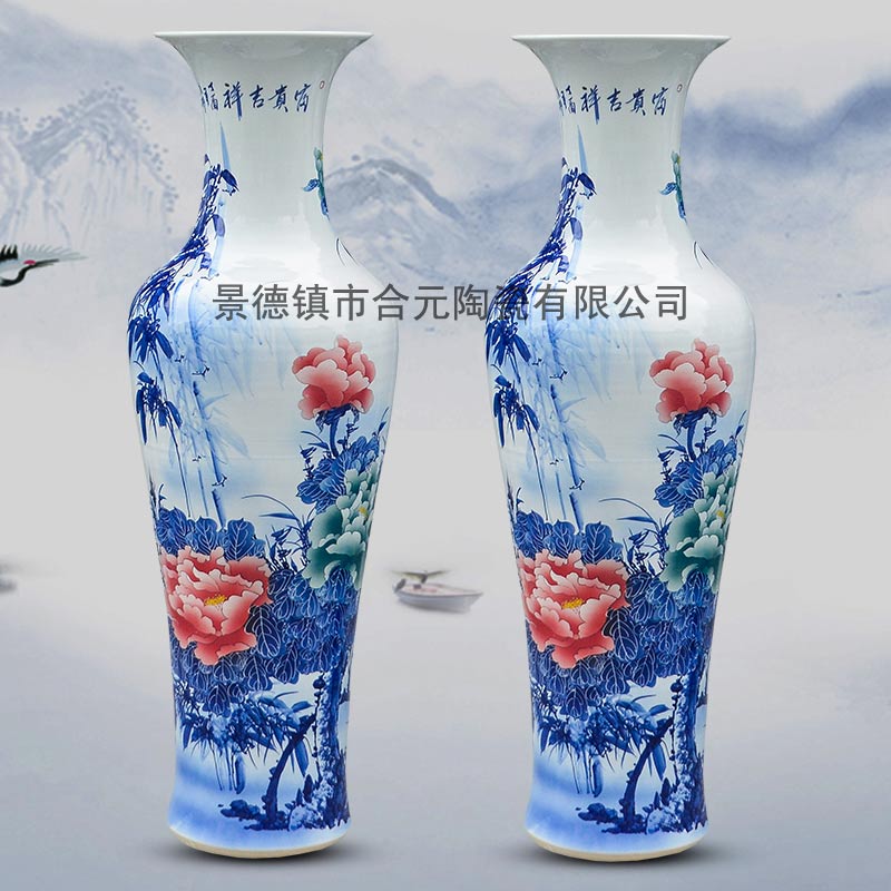 酒店开业送手绘陶瓷大花瓶，大厅落地大花瓶摆件