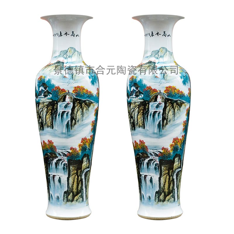 景德镇名师手绘花瓶，开业礼品青花瓷大花瓶定制  景德镇花瓶  开业礼品大花瓶