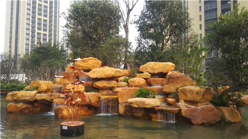 黄色置景石，黄蜡石置景，小区置景石，刻字置景石  刻字石  黄色石