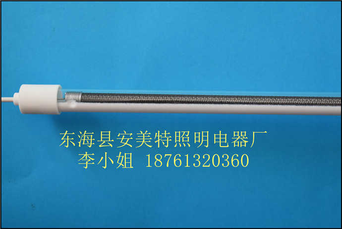 安美特制作反射型另一半热量中波半镀白电热管  碳纤维半镀白灯管  红宝石石英电热管  异形石英加热管