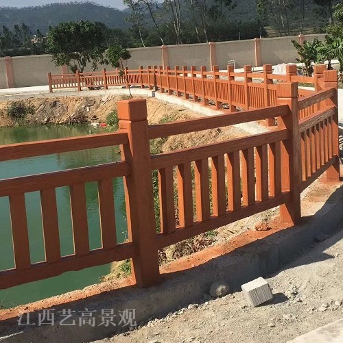旅游景区水泥仿木栏杆厂家制作成品效果图