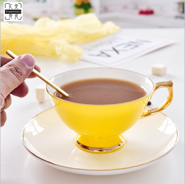 亿美创意骨瓷咖啡杯碟 奥式咖啡杯碟套装  陶瓷咖啡杯碟