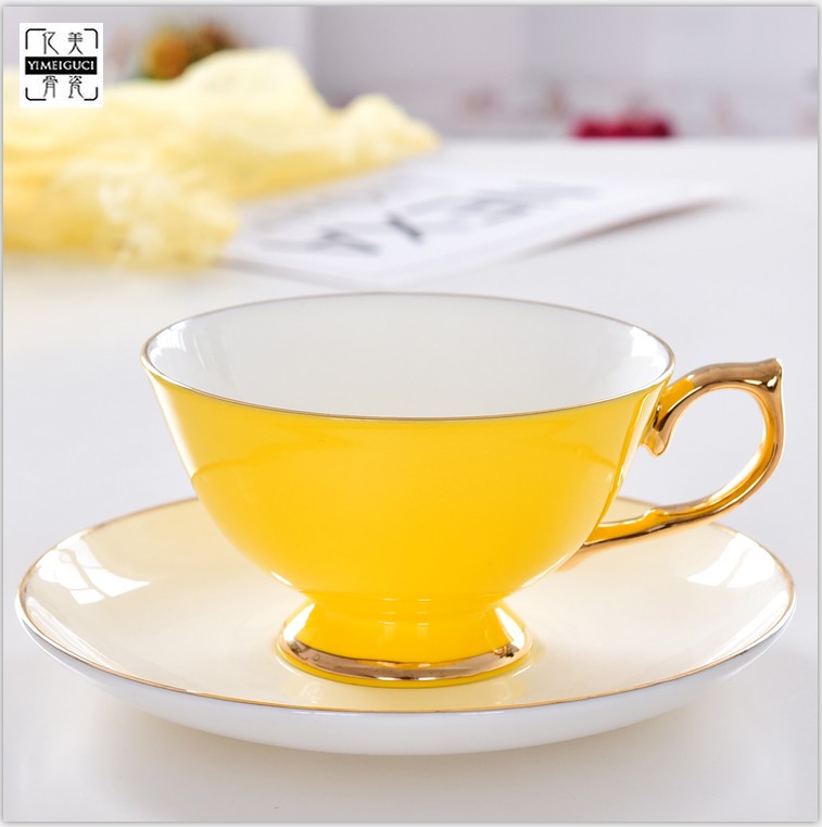 亿美创意骨瓷咖啡杯碟 奥式咖啡杯碟套装  陶瓷咖啡杯碟