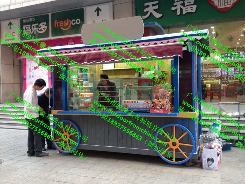 美食街串串香实木售卖车商场钵仔糕售卖移动推车  简易小吃车  奶茶售卖车  爆米花移动售卖车