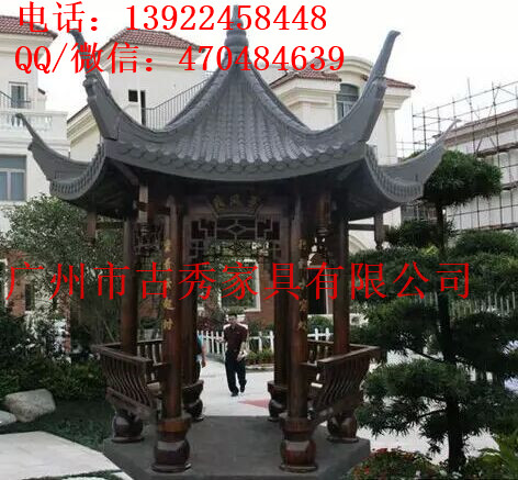 景观防腐木六角亭子，古建小青瓦八角亭  古建防腐木八角亭