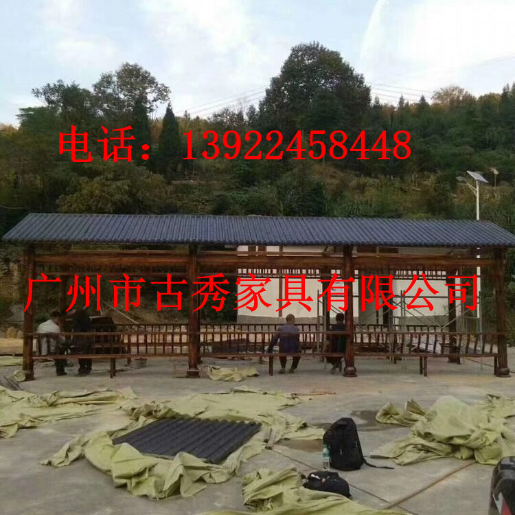 广州古建防腐木长廊厂家，园林景观廊架效果图