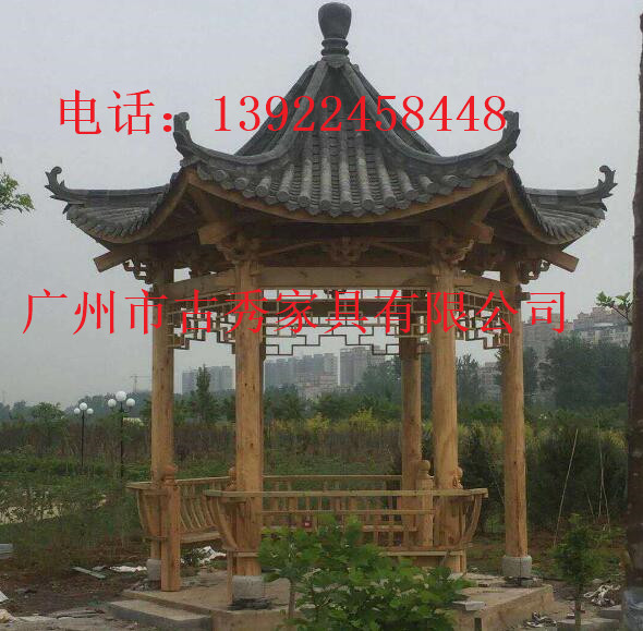 古建六角凉亭，木结构四角亭子，中式仿古八角亭