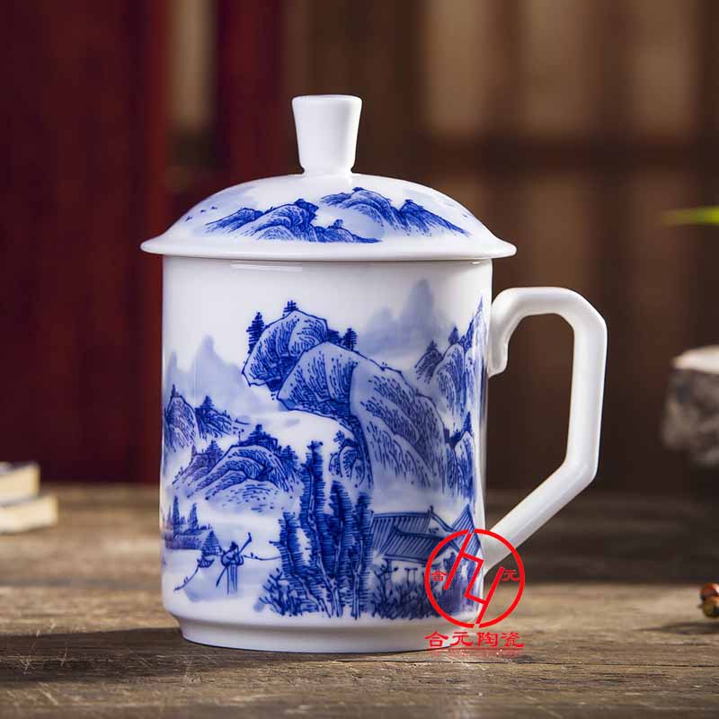 商务礼品手绘陶瓷茶杯，商务办公杯定制  手绘茶杯