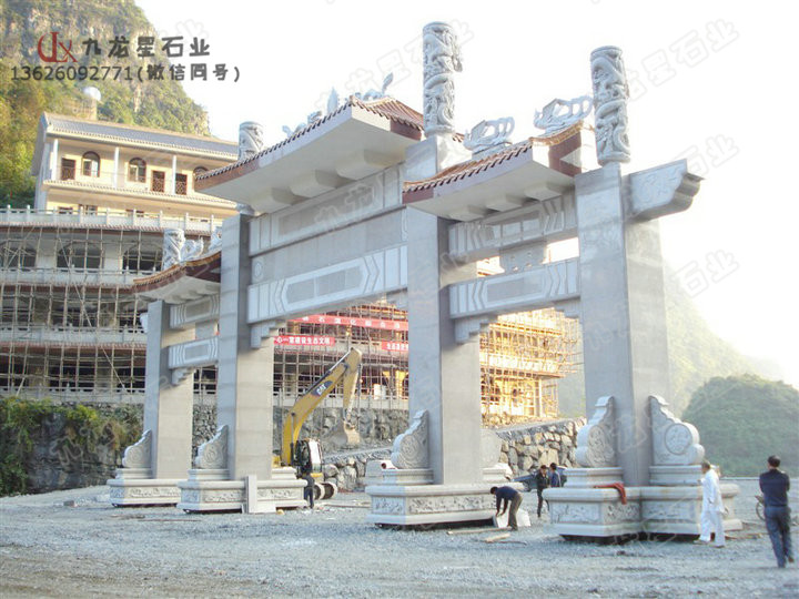 汉白玉石雕牌坊雕刻 订制石雕牌坊 道路石牌坊  定制石雕牌坊