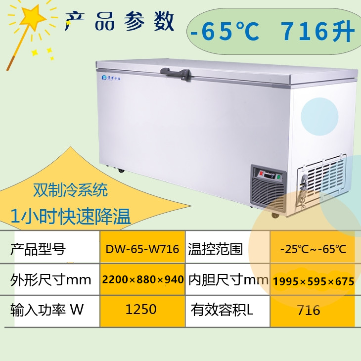 经济款-65度大容量的双系统超低温大冰柜  经济款超低温冰箱  大容量低温冷冻柜  双系统制冷低温柜