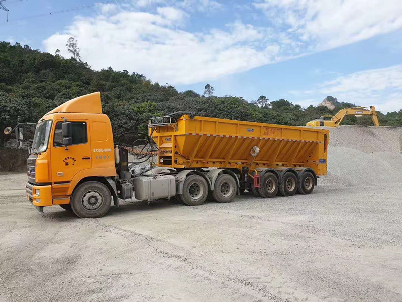 智能输送带卸货车  侧翻半挂自卸车 后翻半挂自卸车