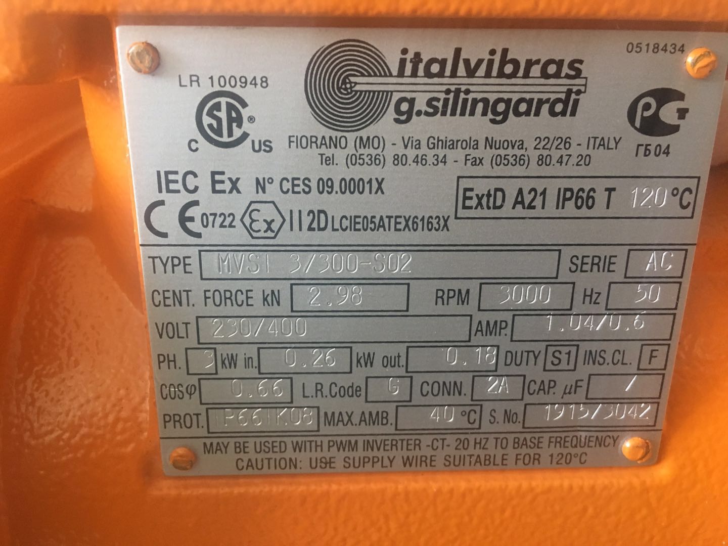 ITALVIBRAS	MVSI 3/300-S02振动电机