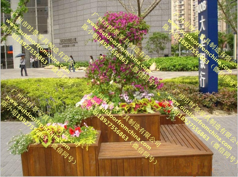 园林工程实木花箱，珠海马路隔离花箱，厂家直销批发  绿色环保塑木花箱  户外持久耐用花箱  公园创意花箱