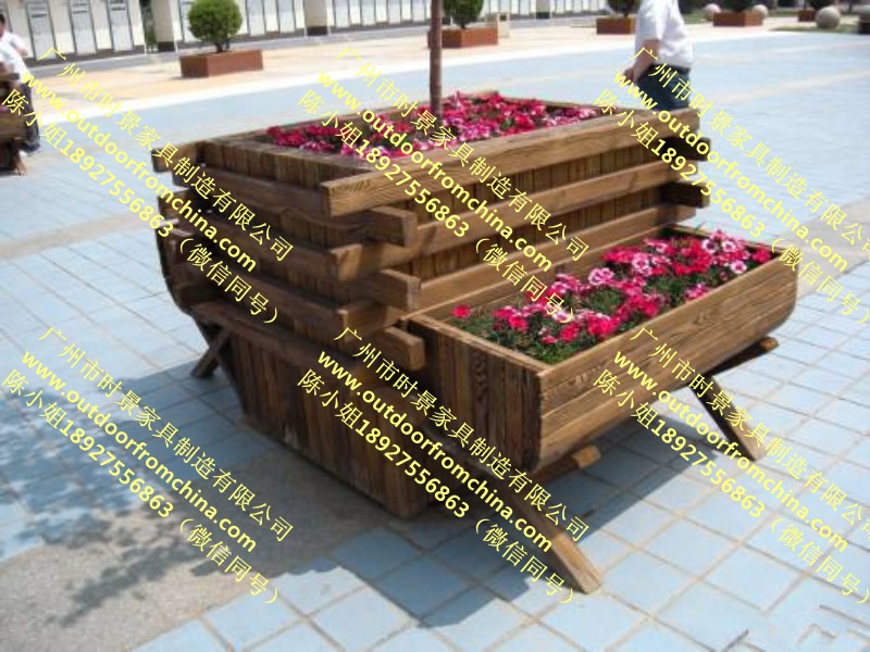 园林工程实木花箱，珠海马路隔离花箱，厂家直销批发  绿色环保塑木花箱  户外持久耐用花箱  公园创意花箱