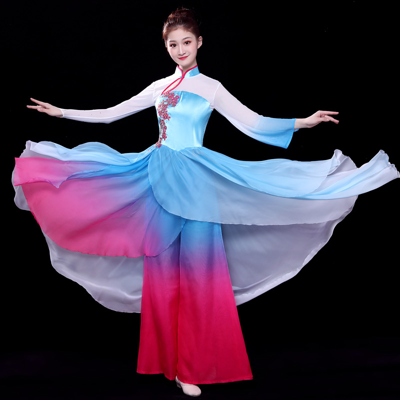 古典舞蹈演出服飘逸中国风成人女江南舞蹈服饰  古典舞蹈服装  广场舞扇子舞