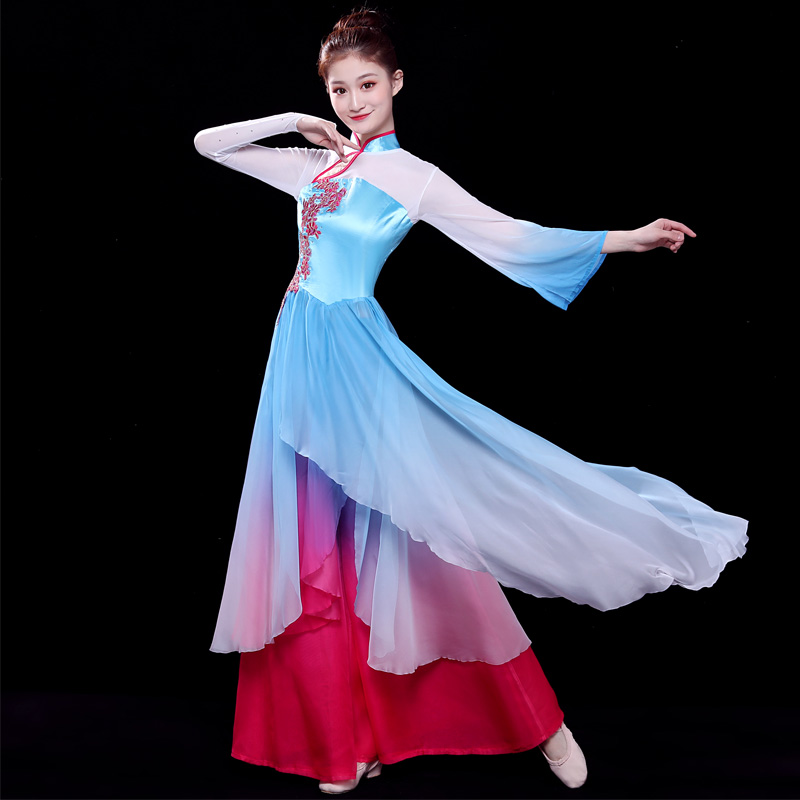 古典舞蹈演出服飘逸中国风成人女江南舞蹈服饰  古典舞蹈服装  广场舞扇子舞