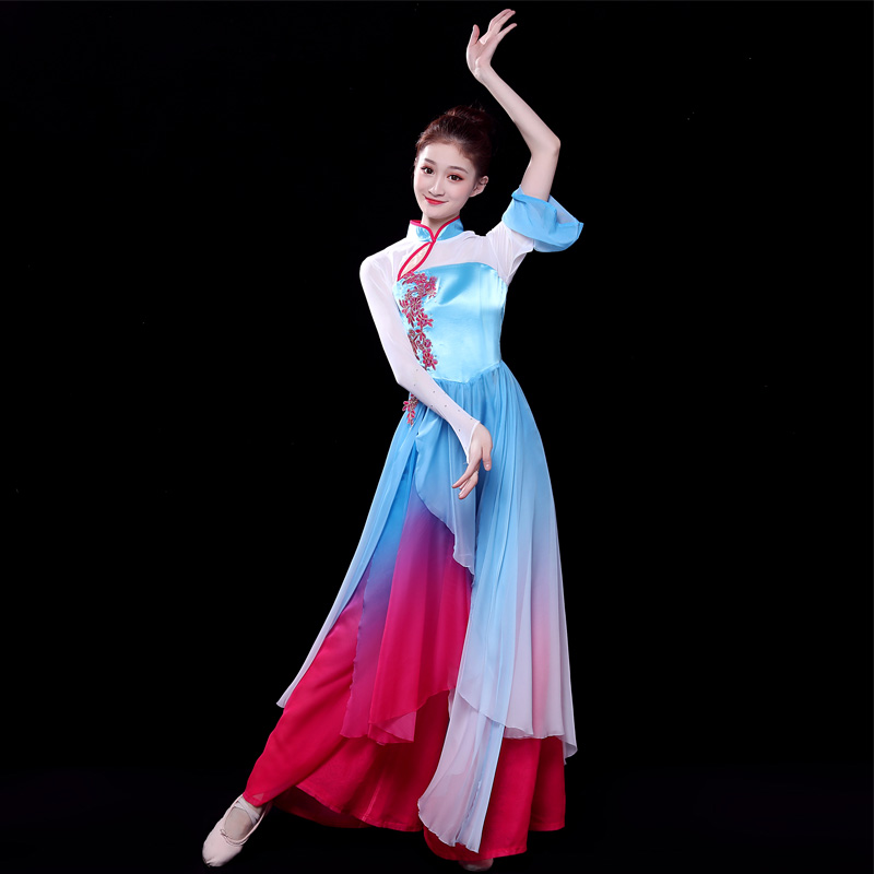 古典舞蹈演出服飘逸中国风成人女江南舞蹈服饰  古典舞蹈服装  广场舞扇子舞