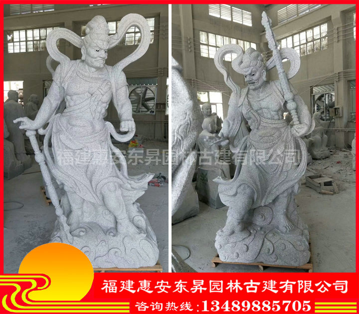 石雕哼哈二将厂家 花岗岩佛像雕塑 寺庙门神金刚雕像  石雕哼哈二将图片  石雕佛像