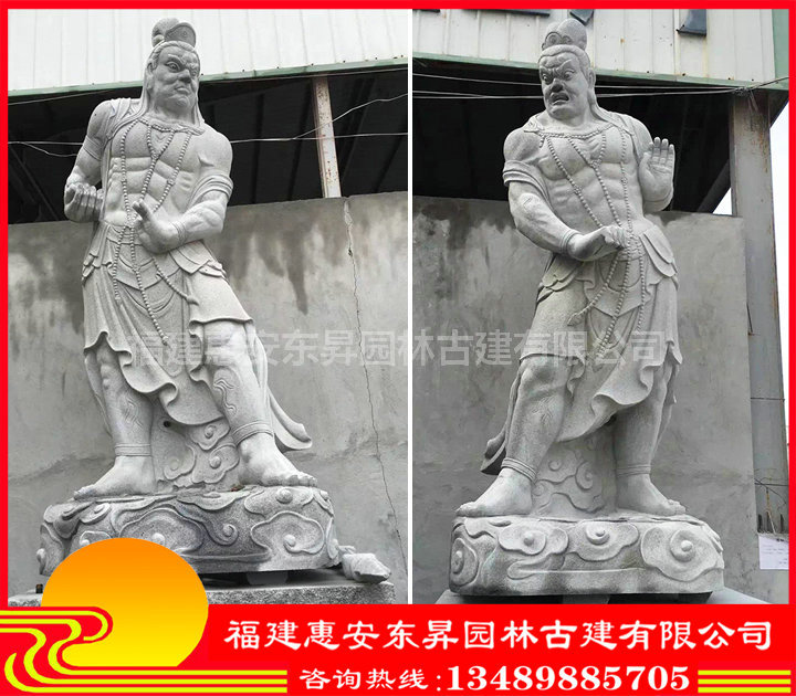 石雕哼哈二将厂家 花岗岩佛像雕塑 寺庙门神金刚雕像  石雕哼哈二将图片  石雕佛像