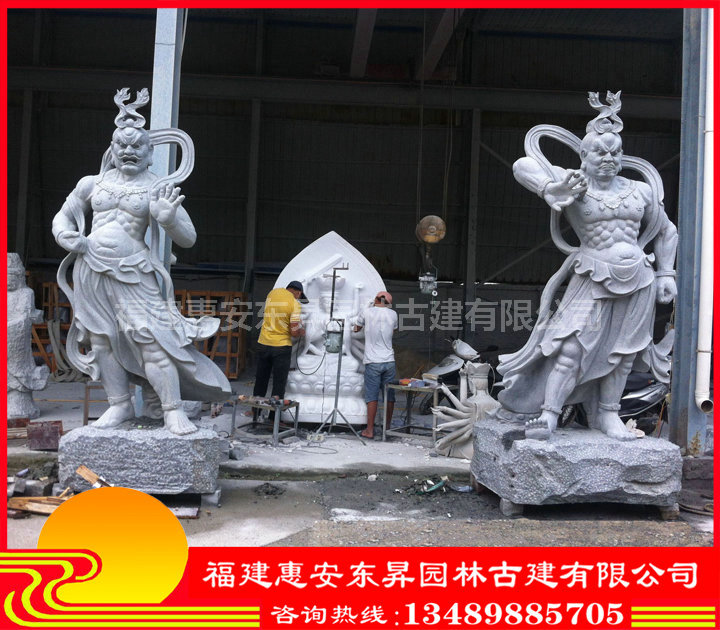 石雕哼哈二将厂家 花岗岩佛像雕塑 寺庙门神金刚雕像  石雕哼哈二将图片  石雕佛像