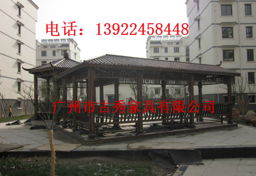 户外木结构长廊，防腐木走廊设计图，实木长廊厂家