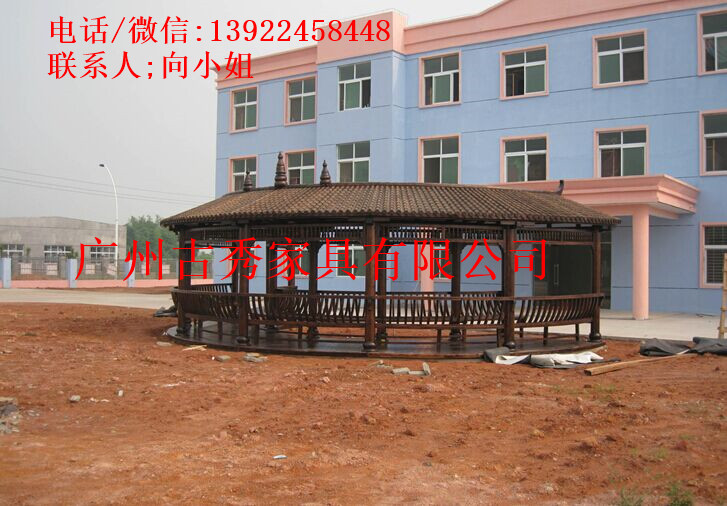 防腐木走廊效果图，古建木质长廊，文化景观廊桥