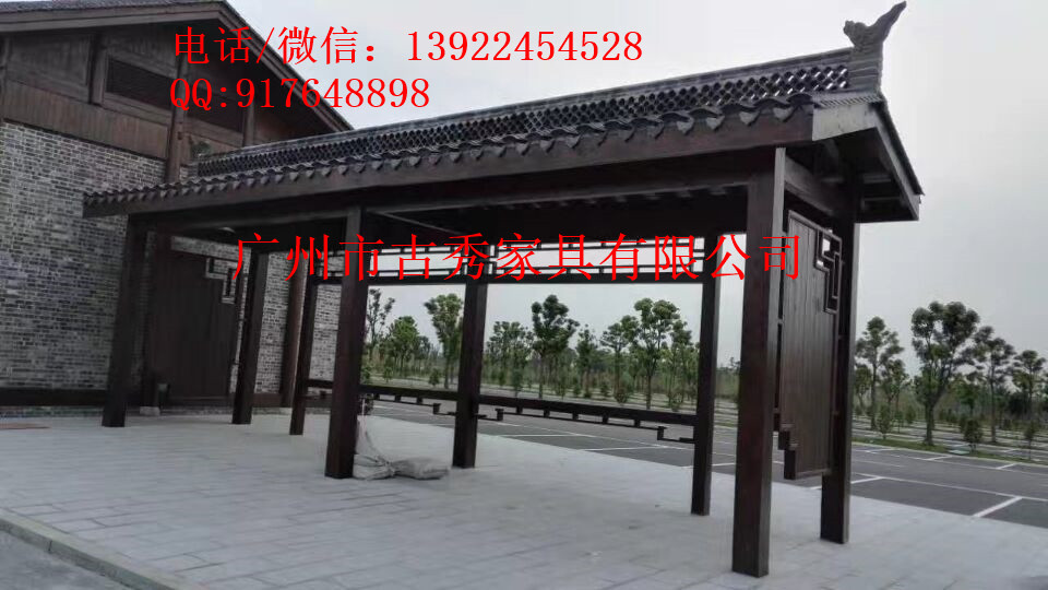 咸宁欧式防腐木长廊，中式木结构走廊，户外防腐木连廊