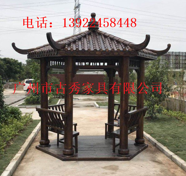 花园实木凉亭，户外防腐木亭子，广州古建木质凉亭