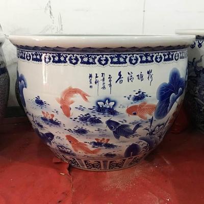 温州供应酒店风水摆件大缸 一米陶瓷大缸 青花缸厂家 温州供应酒店大缸 青花大缸厂家