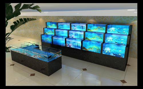 深圳海鲜鱼池图片、餐饮海鲜池设计  超市海鲜鱼池  海鲜池效果图