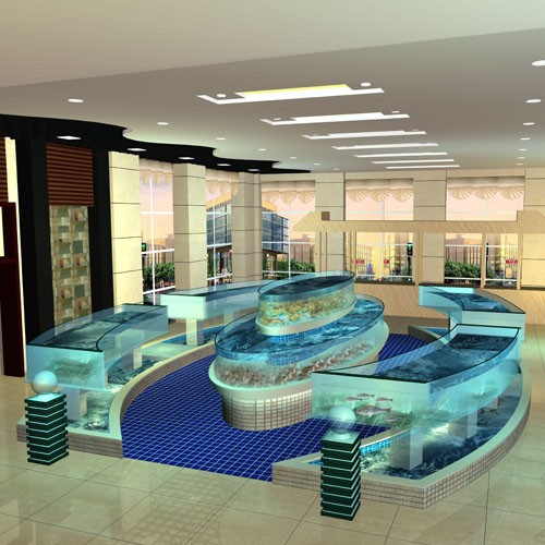 深圳酒店海鲜池、玻璃海鲜池设计  酒楼海鲜鱼池  海鲜池制作  海鲜鱼池安装