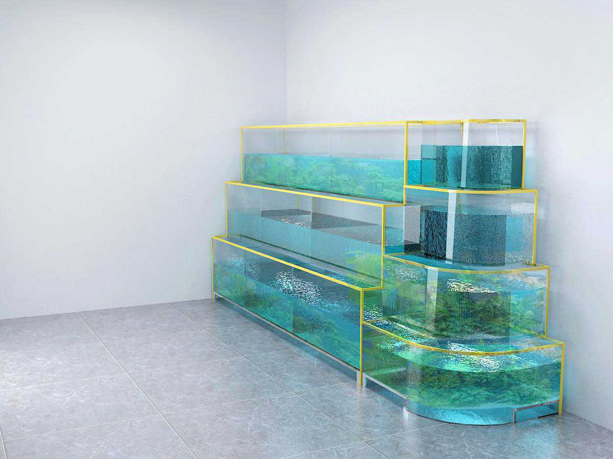 深圳餐饮海鲜池、玻璃海鲜池制作  超市海鲜池  海鲜鱼池设计
