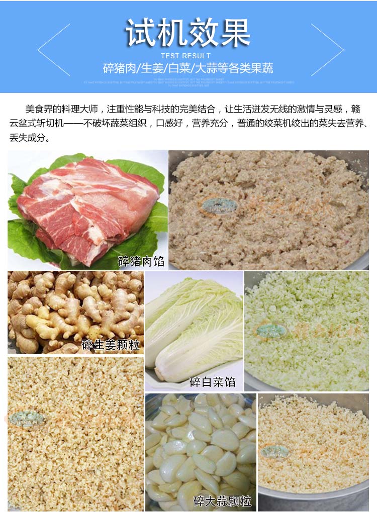商用碎菜陷机 盆式斩切机剁碎葱花生姜大蒜设备  商用剁碎菜陷机  厂家直销  全不锈钢
