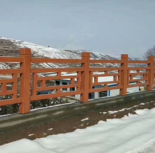 广东水泥复古造型护栏，河道梯状仿木栏杆厂家