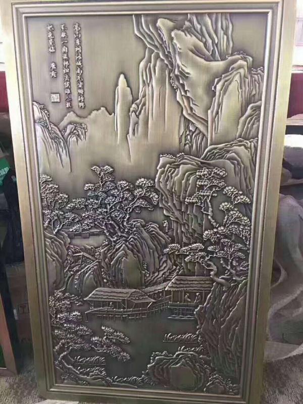 酒店定制古铜色铝板浮雕壁画艺术背景墙  铝板浮雕背景墙  实心铝板浮雕屏风