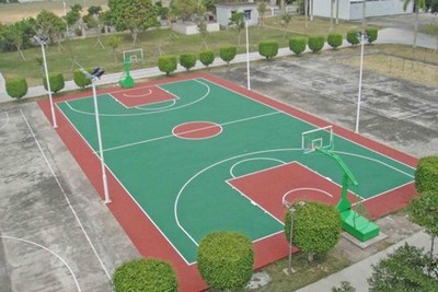襄阳篮球场地胶漆材料销售  硅PU篮球场地面施工